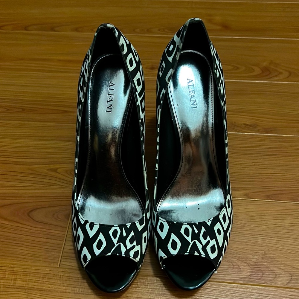 Black and white heels by Alfani